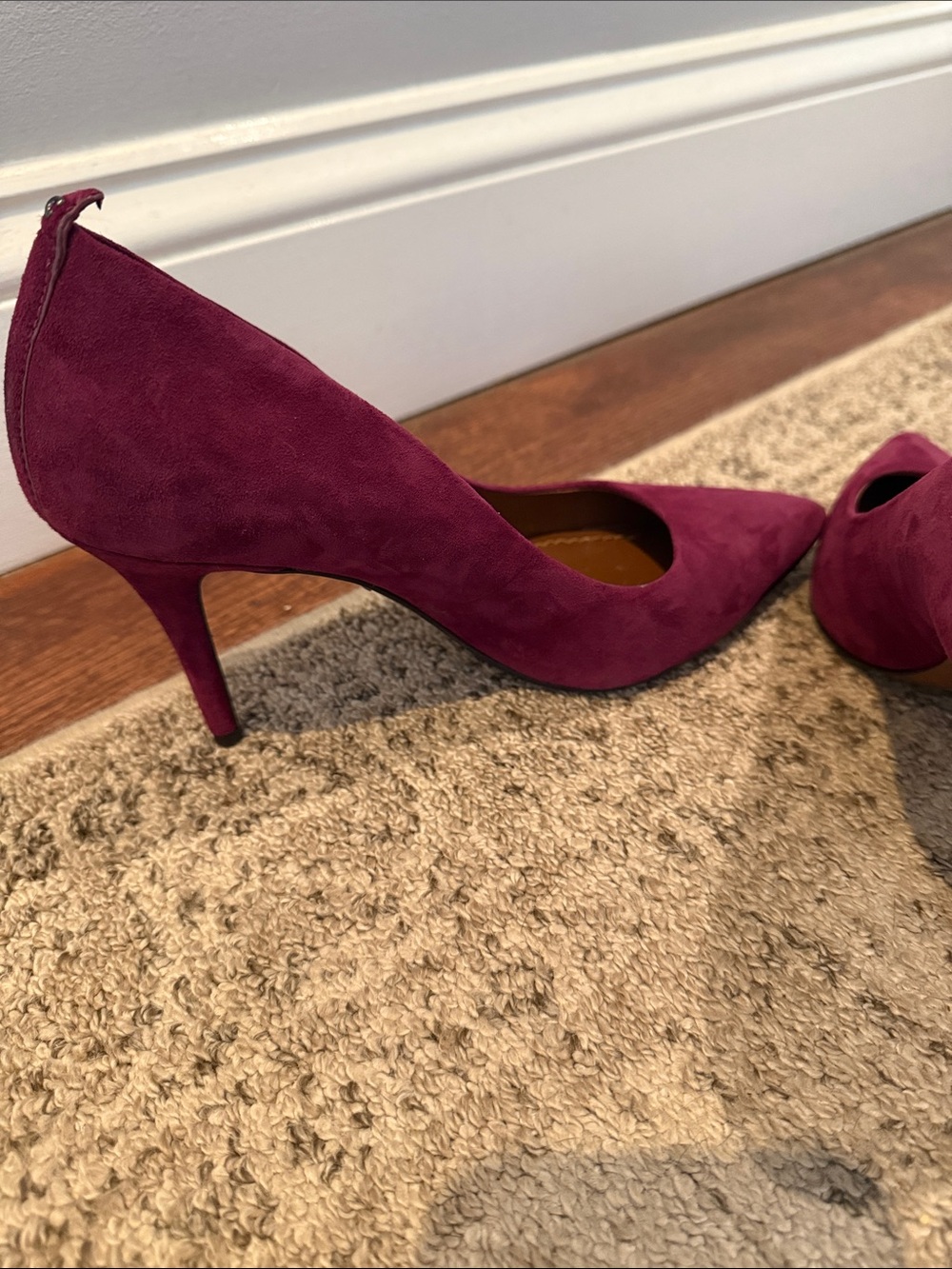 Coach Wine Suede Pointed-Toe Stiletto Pumps - Picture 5 of 9